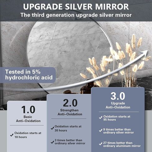 Clavie Wall Mirror Stainless Steel Frame Balck Round Mirror Modern Contemporary Circle Mirror Wall Mounted Mirror Decorative for Bathroom, Living Rooms, Entryway and More, Black, 30" x 30" Round in Kuwait