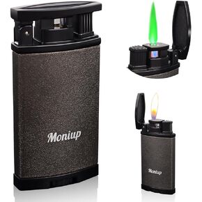 ولاعة شعلة بوتان، مع نفاثة خضراء ولهب ناعم 2 في 1، صندوق، ولاعة سوداء بلوري رائعة متعددة الوظائف، ولاعات محمولة مقاومة للرياح وقابلة لإعادة الملء للتدخين والشموع والسيجار في الهواء الطلق in Kuwait