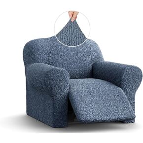 PAULATO BY GA.I.CO. Recliner Cover - Recliner Chair Cover - Recliner Slipcover - Cotton Fabric Slipcover - 1-Piece Form Fit Stretch Stylish Furniture Protector - Mille Righe - Cream (Recliner Cover) in Kuwait