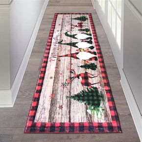 Aopota Christmas Hallway Runner Rugs with Rubber Backing 2'x6' Non-Slip Washable Xmas Santa Claus Kitchen Runner Rug Distressed Carpet Runner for Entryway Laundry Bedroom in Kuwait