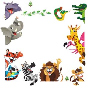 ملصقات حائط على شكل حيوانات من DEKOSH للأطفال قابلة للتقشير واللصق | ملصقات حائط لغرف الأطفال ذات طابع الغابة الخيالية لغرفة اللعب | تحتوي ملصقات الحائط المزخرفة للأطفال على ملصقات ملونة للزرافة والأسد والنمر in Kuwait