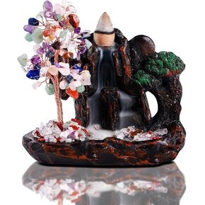 ريالايف مبخرة شلال مع كريستالات علاجية على شكل شجرة نقود جبلية ذات تدفق عكسي لليوغا والزين والتامل وديكور المكتب والمنزل (7 شاكرا) in Kuwait