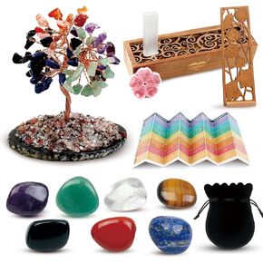 vuUUuv Chakra Stone & Crystal Healing Set for Tumbled，Meditation, Chakra Balance or Ritual，Selenite with Cleaning Healing Energy (7pcs+2pcs) in Kuwait