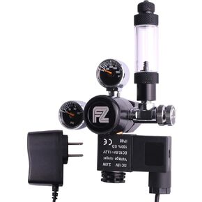 FZONE Aquarium CO2 Regulator AC Solenoid Mini Dual Gauge Display مع عداد الفقاعات وصمام فحص لأسطوانة CO2 القياسية الأمريكية CGA320 in Kuwait