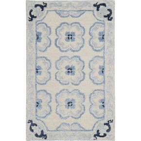 Safavieh Bella Collection BEL154A Handmade Premium Wool & Viscose Runner, 2'3" x 7', Ivory/Blue