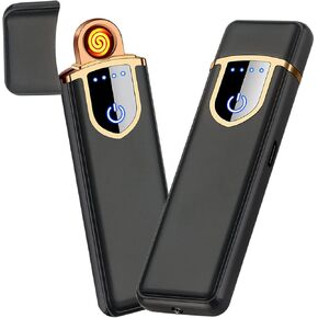 Electronic Lighter, Cool USB Rechargeable Lighter Touch Ignition Cycle Charging Lighter,Windproof Plasma Lighter for Men, LED Battery Indicator Flameless Lighter Boyfriends Father Gifts (Rainbow)