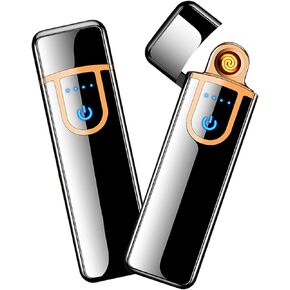 Electronic Lighter, Cool USB Rechargeable Lighter Touch Ignition Cycle Charging Lighter,Windproof Plasma Lighter for Men, LED Battery Indicator Flameless Lighter Boyfriends Father Gifts (Rainbow)