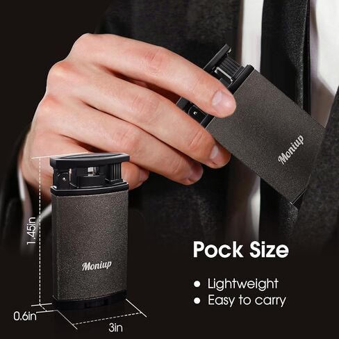 ولاعة شعلة بوتان، مع نفاثة خضراء ولهب ناعم 2 في 1، صندوق، ولاعة سوداء بلوري رائعة متعددة الوظائف، ولاعات محمولة مقاومة للرياح وقابلة لإعادة الملء للتدخين والشموع والسيجار في الهواء الطلق in Kuwait