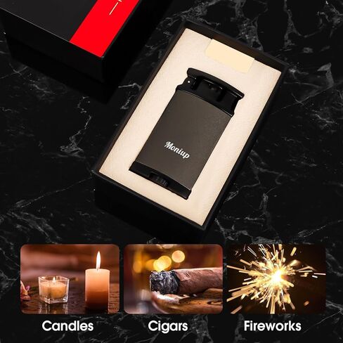 ولاعة شعلة بوتان، مع نفاثة خضراء ولهب ناعم 2 في 1، صندوق، ولاعة سوداء بلوري رائعة متعددة الوظائف، ولاعات محمولة مقاومة للرياح وقابلة لإعادة الملء للتدخين والشموع والسيجار في الهواء الطلق in Kuwait