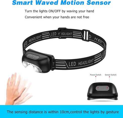 مصباح أمامي LED من XINYANG، قابل لإعادة الشحن عبر USB مع شعلة رأس مستشعر الحركة، مصباح أمامي مقاوم للماء، 5 أوضاع إضاءة أمامية للتخييم والتسلق والمشي لمسافات طويلة وصيد الأسماك والقراءة الليلية والجري in Kuwait