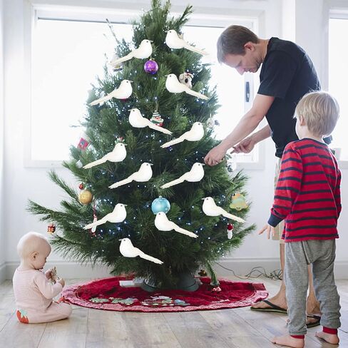 6 قطع من طيور الكاردينال الاصطناعية لعيد الميلاد وطيور حمامة بيضاء بمشبك على زخارف شجرة وريش أبيض وطيور إسفنجية لامعة لتزيين حفلات الزفاف وإكسسوارات الحديقة المنزلية in Kuwait