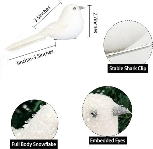 6 قطع من طيور الكاردينال الاصطناعية لعيد الميلاد وطيور حمامة بيضاء بمشبك على زخارف شجرة وريش أبيض وطيور إسفنجية لامعة لتزيين حفلات الزفاف وإكسسوارات الحديقة المنزلية in Kuwait