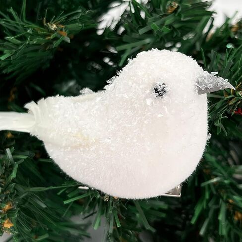 6 قطع من طيور الكاردينال الاصطناعية لعيد الميلاد وطيور حمامة بيضاء بمشبك على زخارف شجرة وريش أبيض وطيور إسفنجية لامعة لتزيين حفلات الزفاف وإكسسوارات الحديقة المنزلية in Kuwait