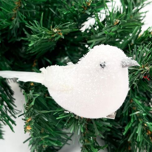 6 قطع من طيور الكاردينال الاصطناعية لعيد الميلاد وطيور حمامة بيضاء بمشبك على زخارف شجرة وريش أبيض وطيور إسفنجية لامعة لتزيين حفلات الزفاف وإكسسوارات الحديقة المنزلية in Kuwait