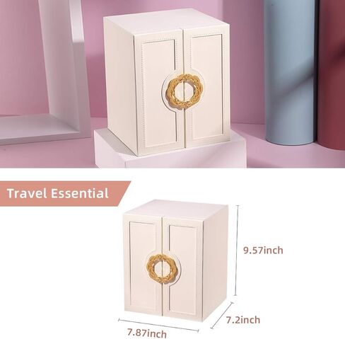 منظم صندوق مجوهرات CASEGRACE للنساء 5 أدراج طبقات مع تصميم باب مزدوج، صندوق مجوهرات كبير لتخزين الخواتم والأقراط والقلائد والأساور in Kuwait