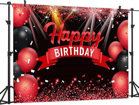 AIIKES 7X5FT Happy Birthday Backdrop Red Glitter Balloons for Girls Women Photography Backdrop Birthday Party Decorations Backdrop Photo Studio Props 12-410 in Saudi Arabia