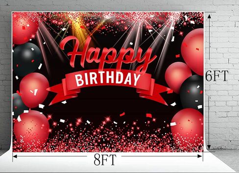 AIIKES 7X5FT Happy Birthday Backdrop Red Glitter Balloons for Girls Women Photography Backdrop Birthday Party Decorations Backdrop Photo Studio Props 12-410 in Saudi Arabia