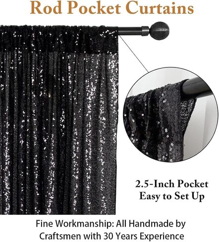 ShiDianYi Black Shimmer Sequin Fabric Photography Backdrop 4FTX6FT Glitter Background Sequin Curtain Sequence Curtain Sequin Birthday Backdrop in Saudi Arabia