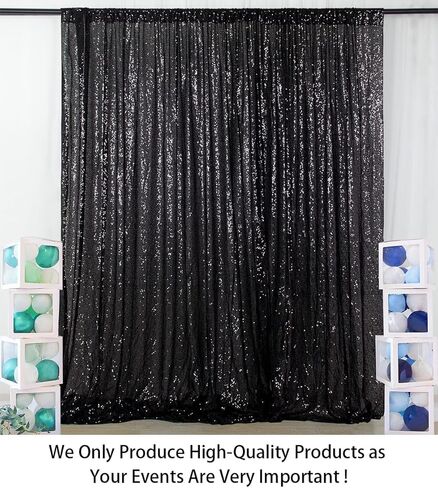 ShiDianYi Black Shimmer Sequin Fabric Photography Backdrop 4FTX6FT Glitter Background Sequin Curtain Sequence Curtain Sequin Birthday Backdrop in Saudi Arabia
