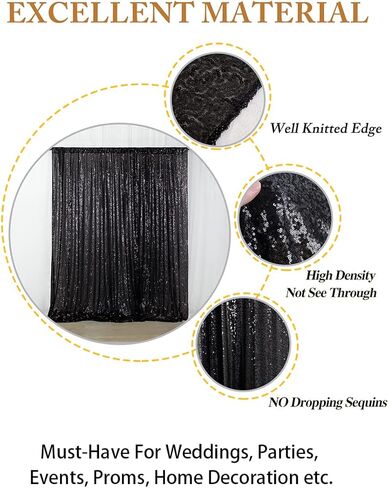 ShiDianYi Black Shimmer Sequin Fabric Photography Backdrop 4FTX6FT Glitter Background Sequin Curtain Sequence Curtain Sequin Birthday Backdrop in Saudi Arabia