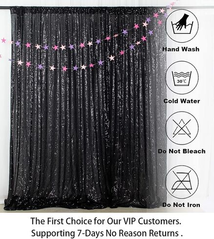 ShiDianYi Black Shimmer Sequin Fabric Photography Backdrop 4FTX6FT Glitter Background Sequin Curtain Sequence Curtain Sequin Birthday Backdrop in Saudi Arabia