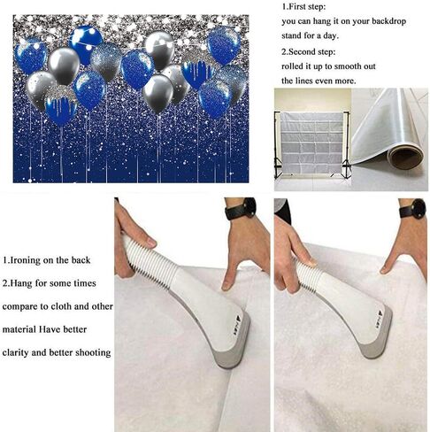 Royal Blue Glitter Backdrop Blue and Silver Black Balloon Sequin Photography Background for Birthday Wedding Graduation Prom Party Banner Decoration Photo Props (8x6FT) in Saudi Arabia