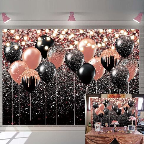 Royal Blue Glitter Backdrop Blue and Silver Black Balloon Sequin Photography Background for Birthday Wedding Graduation Prom Party Banner Decoration Photo Props (8x6FT) in Saudi Arabia