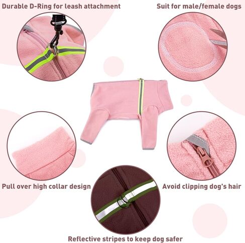 BRKURLEG معطف شتوي للكلاب بأربعة أرجل وسترة شتوية عاكسة للكلاب معاطف الطقس البارد، معطف دافئ للكلاب بأكمام طويلة للكلاب المتوسطة الصغيرة أرجواني XXL in Kuwait