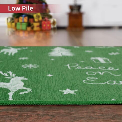 سجادة ROYHOME طويلة للممرات، سجادة عداء مزخرفة على شكل ندفة الثلج لعيد الميلاد، سجادة عداء للمطبخ غير قابلة للانزلاق، عداء داخلي لعيد الميلاد لمدخل غرفة المعيشة وغرفة النوم، أحمر 2 × 6 بوصة in Kuwait