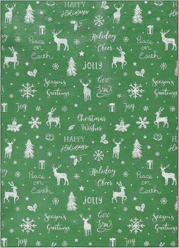 سجادة ROYHOME طويلة للممرات، سجادة عداء مزخرفة على شكل ندفة الثلج لعيد الميلاد، سجادة عداء للمطبخ غير قابلة للانزلاق، عداء داخلي لعيد الميلاد لمدخل غرفة المعيشة وغرفة النوم، أحمر 2 × 6 بوصة in Kuwait