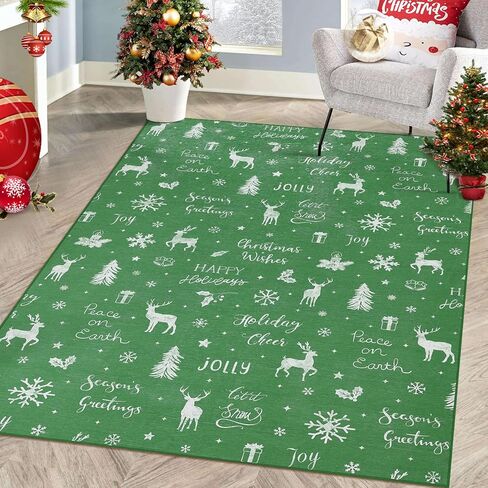 سجادة ROYHOME طويلة للممرات، سجادة عداء مزخرفة على شكل ندفة الثلج لعيد الميلاد، سجادة عداء للمطبخ غير قابلة للانزلاق، عداء داخلي لعيد الميلاد لمدخل غرفة المعيشة وغرفة النوم، أحمر 2 × 6 بوصة in Kuwait