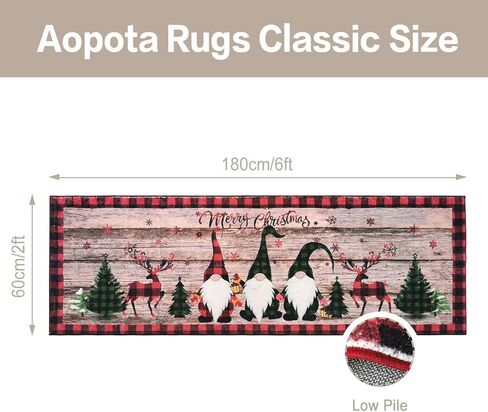 Aopota Christmas Hallway Runner Rugs with Rubber Backing 2'x6' Non-Slip Washable Xmas Santa Claus Kitchen Runner Rug Distressed Carpet Runner for Entryway Laundry Bedroom in Kuwait