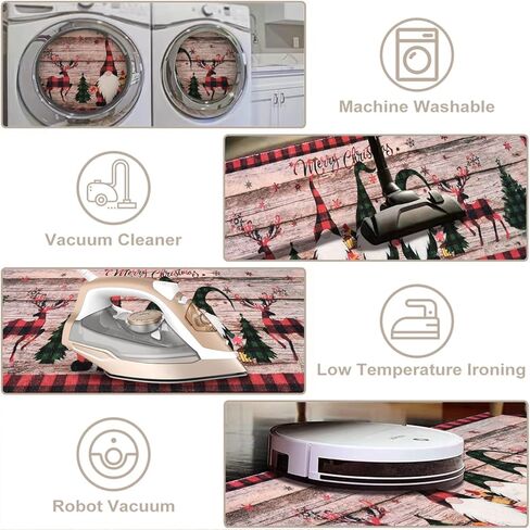 Aopota Christmas Hallway Runner Rugs with Rubber Backing 2'x6' Non-Slip Washable Xmas Santa Claus Kitchen Runner Rug Distressed Carpet Runner for Entryway Laundry Bedroom in Kuwait