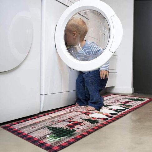 Aopota Christmas Hallway Runner Rugs with Rubber Backing 2'x6' Non-Slip Washable Xmas Santa Claus Kitchen Runner Rug Distressed Carpet Runner for Entryway Laundry Bedroom in Kuwait