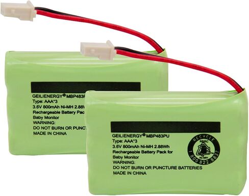 GEILIENERGY BT188645/BT288645 3.6V 900mAh Ni-MH Battery Pack, Also Compatible with VTech BT207695 VM312 VM3251 VM3252 VM3261 Digital Video Baby Monitor(2 Pack) in Kuwait