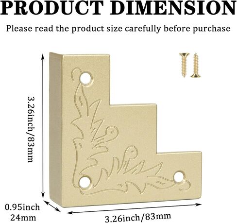 4 قطع من واقيات زوايا الصناديق المعدنية المزخرفة، 3.25 انش × 3.25 انش، واقيات زوايا الصناديق الخشبية، دعامات حواف الاثاث، دعامة ركن ديكور لباب الحظيرة مع برغي in Kuwait