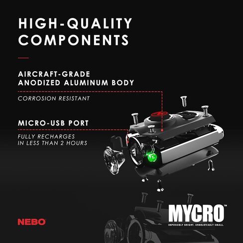 NEBO Mycro مصباح سلسلة مفاتيح LED قابل لإعادة الشحن | يتميز مصباح حلقة المفاتيح بـ 6 أوضاع إضاءة، in Kuwait