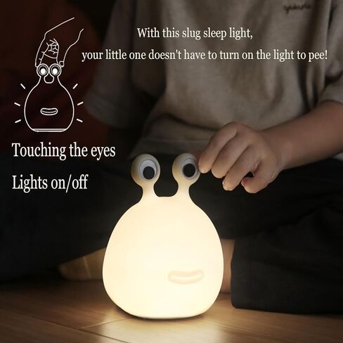 PTAEXCEL Slug Night Light، 1/2pc Dont Bug Slug Light، LED محمول USB قابل لإعادة الشحن لطيف مصابيح ليلية لطيفة على شكل حيوانات مع مستشعر مؤقت يعمل باللمس، ضوء ليلي من السيليكون للأطفال هدية عيد الميلاد (1 قطعة) in Kuwait