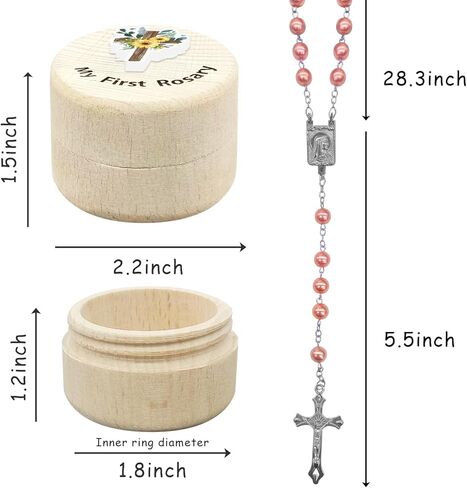 الفتيات المقدسة أول هدية الوردية بالتواصل، بلدي أول مسبحة وصندوق تذكار للأطفال، هدية الوردية الكاثوليكية لفتاة، الهدايا المسيحية هدايا المعمودية الكاثوليكية للطفل عيد ميلاد استحمام الطفل in Kuwait