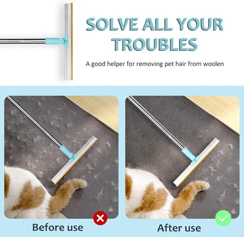 Pet Hair remover,55 in Adjustable Long Handle Carpet Rake，Reusable Pet Hair Remover Carpet Long Handle,Remover for Embedded Fur Removal from Carpet and Rug.Carpet Scraper and Cat Dog Hair Remover. in Kuwait