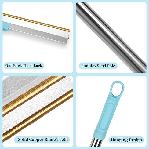 Pet Hair remover,55 in Adjustable Long Handle Carpet Rake，Reusable Pet Hair Remover Carpet Long Handle,Remover for Embedded Fur Removal from Carpet and Rug.Carpet Scraper and Cat Dog Hair Remover. in Kuwait