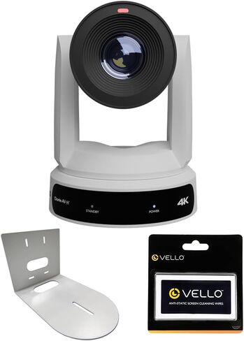 كاميرا PTZOptics Link 4K SDI/HDMI/USB/IP PTZ مع تكبير بصري 30x (أبيض) حزمة مع HuddleCamHD (أبيض) HCM-1 دعامة تثبيت صغيرة على الحائط ومناديل تنظيف الشاشة المضادة للكهرباء الساكنة in Saudi Arabia