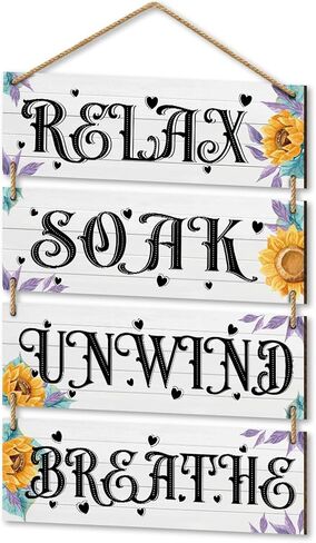 4 Pieces Bathroom Decor Farmhouse Wall Hanging Decor for Front Door Vintage Wooden Sign for Laundry Room Bathroom SPA Room Toilet Farmhouse Home Decor for Porch Door Hanger in Kuwait