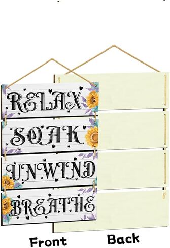 4 Pieces Bathroom Decor Farmhouse Wall Hanging Decor for Front Door Vintage Wooden Sign for Laundry Room Bathroom SPA Room Toilet Farmhouse Home Decor for Porch Door Hanger in Kuwait