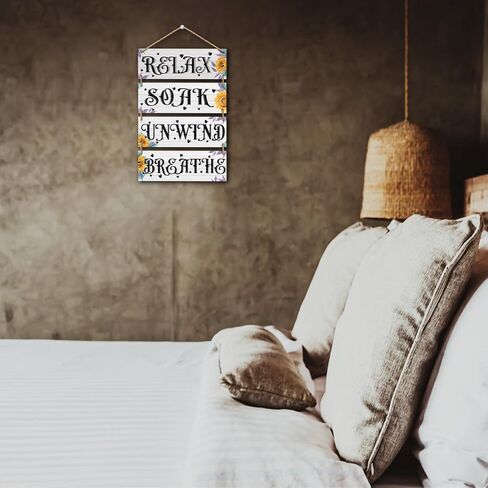 4 Pieces Bathroom Decor Farmhouse Wall Hanging Decor for Front Door Vintage Wooden Sign for Laundry Room Bathroom SPA Room Toilet Farmhouse Home Decor for Porch Door Hanger in Kuwait