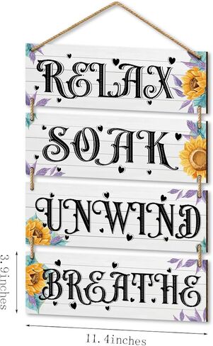 4 Pieces Bathroom Decor Farmhouse Wall Hanging Decor for Front Door Vintage Wooden Sign for Laundry Room Bathroom SPA Room Toilet Farmhouse Home Decor for Porch Door Hanger in Kuwait