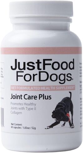 JustFoodForDogs Joint Care Plus، مكمل لمفاصل الكلاب، الكولاجين من النوع الثاني وكبريتات الكوندرويتين - 60 قطعة in Kuwait