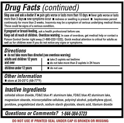 Safrel Extra Strength Pain Reliever PM and Sleep Aid (375 Tablets) | Acetaminophen 500 mg & Diphenhydramine HCl 25 mg | Fast Acting Relief for Headaches, Minor Aches | Non-Habit Forming | Value Pack in Saudi Arabia