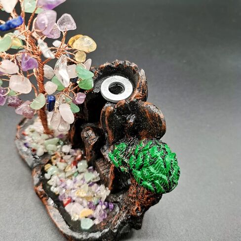 ريالايف مبخرة شلال مع كريستالات علاجية على شكل شجرة نقود جبلية ذات تدفق عكسي لليوغا والزين والتامل وديكور المكتب والمنزل (7 شاكرا) in Kuwait