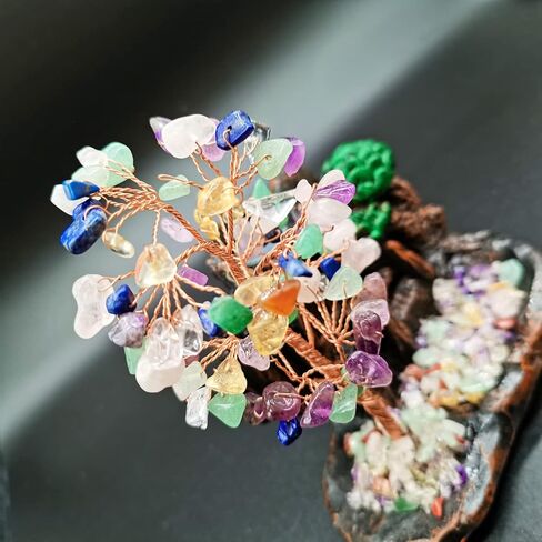 ريالايف مبخرة شلال مع كريستالات علاجية على شكل شجرة نقود جبلية ذات تدفق عكسي لليوغا والزين والتامل وديكور المكتب والمنزل (7 شاكرا) in Kuwait